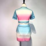 Gradient Mesh Sheer Mini Dress Set GWDS-210602