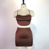 Lace-up Backless Top And Skirt Two Piece Set GWDS-210520