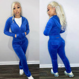 Velvet Hooded Two Piece Pants Sets CH-8233