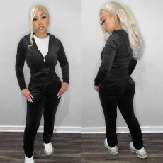 Velvet Hooded Two Piece Pants Sets CH-8233