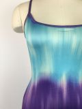 Gradient Print Backless Lace-Up Slit Sexy Dress GWDS-6144