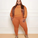 Plus Size Long Sleeve Two Piece Pants Set GWDS-210907