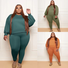 Plus Size Long Sleeve Two Piece Pants Set GWDS-210907