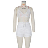 PU Leather High Waist Ruched Lace-Up Shorts ZSD-0493