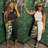 Tank Top Camo Splice Pants Two Piece Sets GWDS-220268