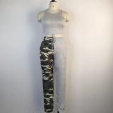 Tank Top Camo Splice Pants Two Piece Sets GWDS-220268
