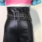 Fashion High Waist PU Leather Wide Leg Pants GWDS-211025