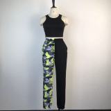 Tank Top Camo Splice Pants Two Piece Sets GWDS-220268