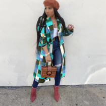 Plus Size Fashion Plaid Print Coats GWDS-K3084