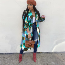 Plus Size Fashion Plaid Print Coats GWDS-K3084