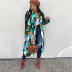 Plus Size Fashion Plaid Print Coats GWDS-K3084