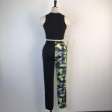 Tank Top Camo Splice Pants Two Piece Sets GWDS-220268