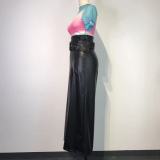 Fashion High Waist PU Leather Wide Leg Pants GWDS-211025