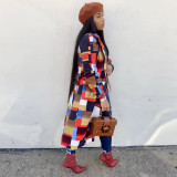 Plus Size Fashion Plaid Print Coats GWDS-K3084