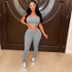 Solid Two Piece Pants Set GWDS-220459