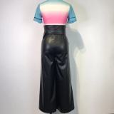 Fashion High Waist PU Leather Wide Leg Pants GWDS-211025