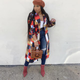 Plus Size Fashion Plaid Print Coats GWDS-K3084
