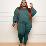 Plus Size Long Sleeve Two Piece Pants Set GWDS-210907