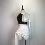 Contrast Color Irregular Fashion Sexy Mini Dress GWDS-210419