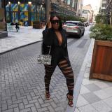 Sexy Blazer Coat And Hole Pants 2 Piece Sets LUO-3668
