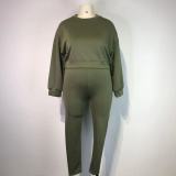 Plus Size Long Sleeve Two Piece Pants Set GWDS-210907