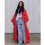 Plus Size Casual Printed Loose Long Cloak Coat GDYF-6943