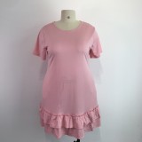 Plus Size Casual Ruffle Short Sleeve Dress GWDS-210414