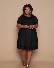 Plus Size Casual Ruffle Short Sleeve Dress GWDS-210414