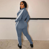 Pink Letter Print Zipper Coat And Pants 2 Piece Sets XMF-159