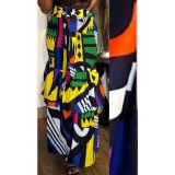 Plus Size Geometric Print High Waist Maxi Skirt ZDF-31232