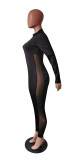 Plus Size Sexy Mesh Patchwork Long Sleeve Jumpsuit HMS-5557