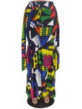 Plus Size Geometric Print High Waist Maxi Skirt ZDF-31232
