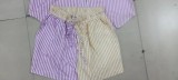 Stripe Print Colorblock Long Sleeve Shirts Shorts Set GOSD-XM1236