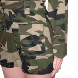 Camo Print Long Sleeve Romper SH-390398