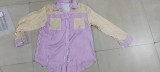 Stripe Print Colorblock Long Sleeve Shirts Shorts Set GOSD-XM1236
