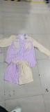 Stripe Print Colorblock Long Sleeve Shirts Shorts Set GOSD-XM1236