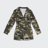 Camo Print Long Sleeve Romper SH-390398