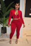 Solid Velvet Long Sleeve 2 Piece Pants Sets YD-8652