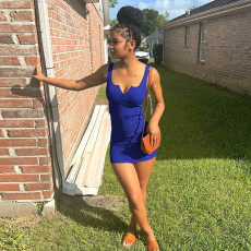 Solid Sleeveless Slim Mini Dress SH-390361