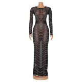 Sexy Hot Drilling See Through Split Night Club Dress GOSD-6687