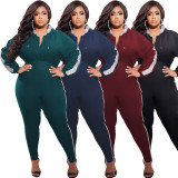 Plus Size Hooded Long Sleeve 2 Piece Pants Sets OSIF-22520
