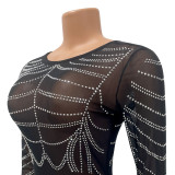 Sexy Hot Drilling See Through Split Night Club Dress GOSD-6687