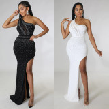 Sexy Hot Drilling One Shoulder Split Night Club Dress GOSD-6692