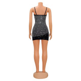 Sexy Hot Drilling Spaghetti Strap Night Club Dress GOSD-6697