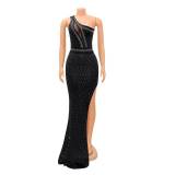 Sexy Hot Drilling One Shoulder Split Night Club Dress GOSD-6692
