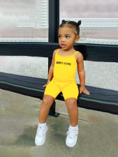Kids Girls Letter Print Sling Rompers GYMF-YM028