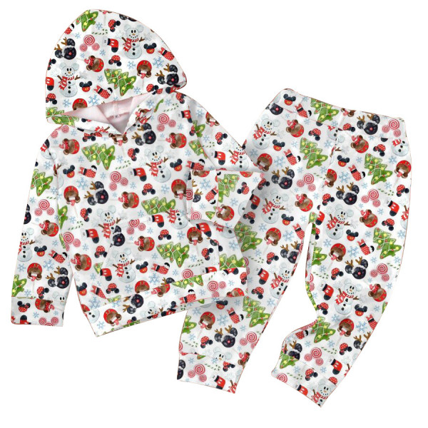 Kids Christmas Print Hooded Casual Two Piece Pants Set GYMF-YM050