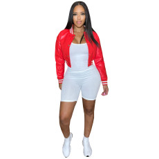PU Leather Casual Baseball Jacket CH-8237