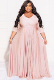 Plus Size Solid 3/4 Sleeve Big Swing Maxi Dress LDS-3313