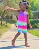 Kids Girls Casual Tie Dye Tank Top Shorts Set GYMF-YM064 